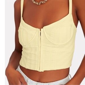 JONATHAN SIMKHAI STANDARD Dee Compact Rib Cropped Bustier Yellow size M